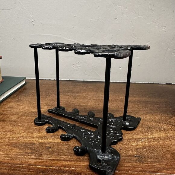 Vintage Cast Iron Victorian Quill Pen Pencil Stand Office Collectibles Rare Vtg - Picture 6 of 12